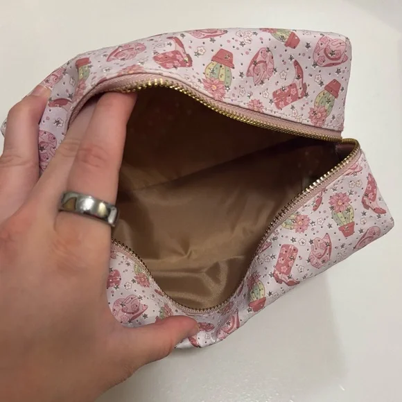 Pink coastal cowgirl cowboy boot cosmetic bag - Picture 4 of 4